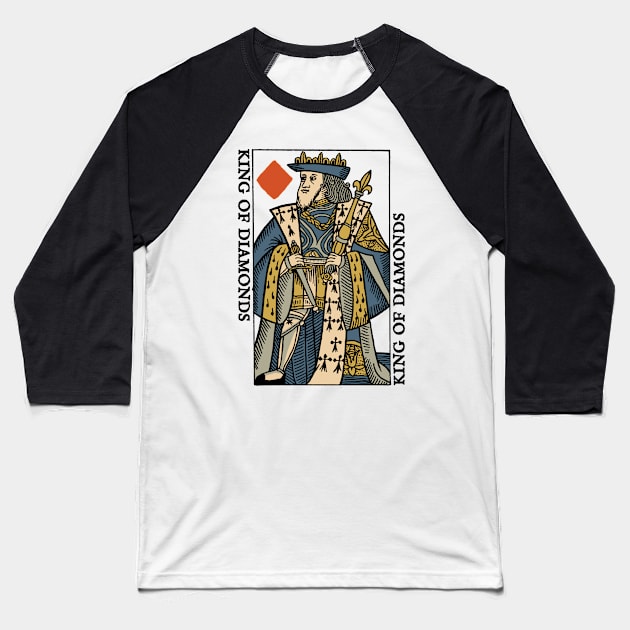 Vintage Character of Playing Card King of Diamonds Baseball T-Shirt by KewaleeTee